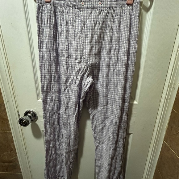 NWT FREE PEOPLE Women's Cloud Ten Check-Print Pajama Pants - Picture 3 of 5